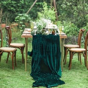 Set of TWO Emerald Green Table Runners in Velvet